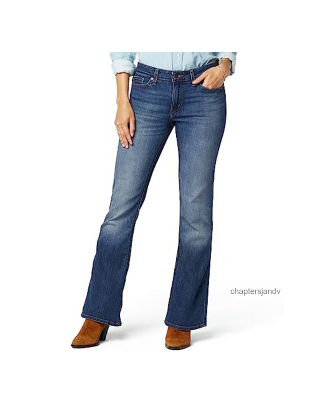 Mid Rise True Boot Jeans Stretch Denim Boot Cut